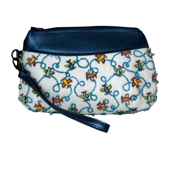 Blue and White airplane themed Wristlet - Picture 1 of 4